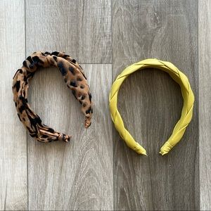 2 Anthropologie Headbands - Leopard and Faux Leather